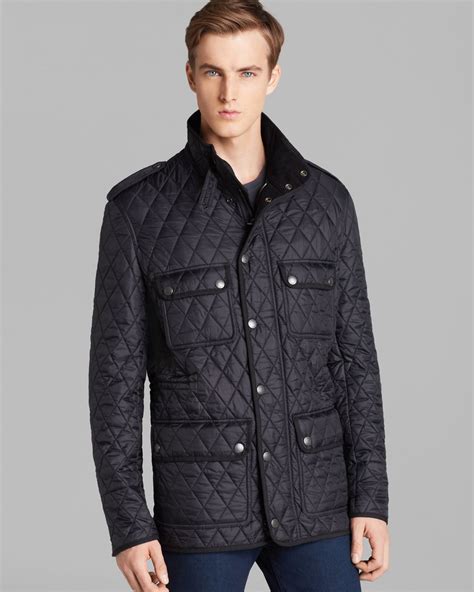 burberry brit black quilted leather jacket|Burberry diamond quilted fitted jacket.